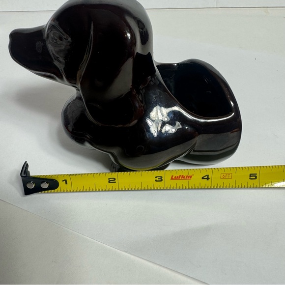 Lipper & Mann-Vintage 1970's DACHSHUND Dog Planter. Brown Drip Redware Pottery - Picture 10 of 11